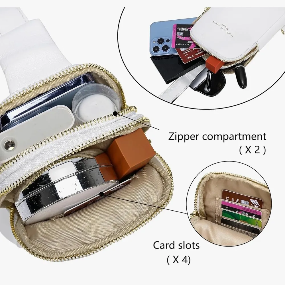 Crossbody Sling Bag with Dual Zipper in Blonde with Adjustable Guitar Strap - Image 10