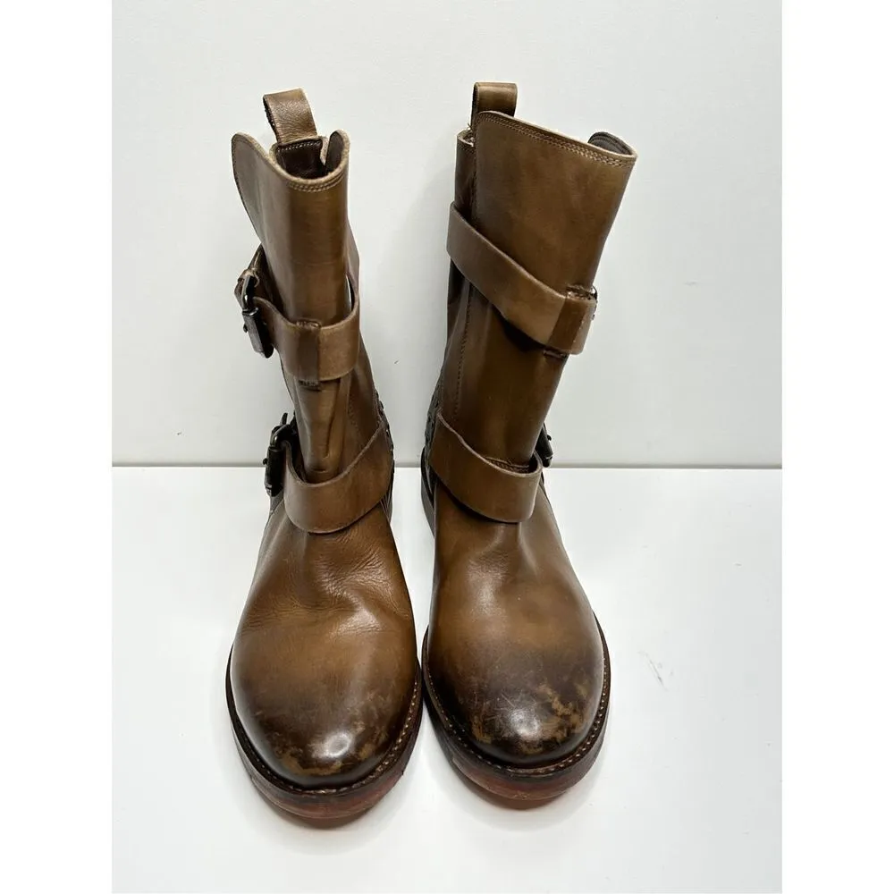 Vintage Foundry Co Distressed Leather Sherry Buckle Boots Vintage Inspired 6 Brown - Image 6