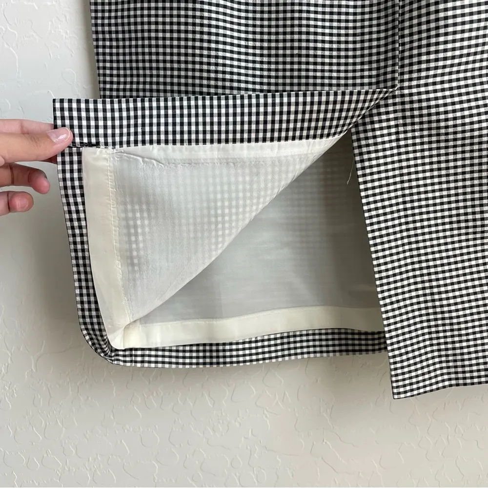 Vintage Oscar De La Renta Gingham Pencil Skirt 8P - Image 4