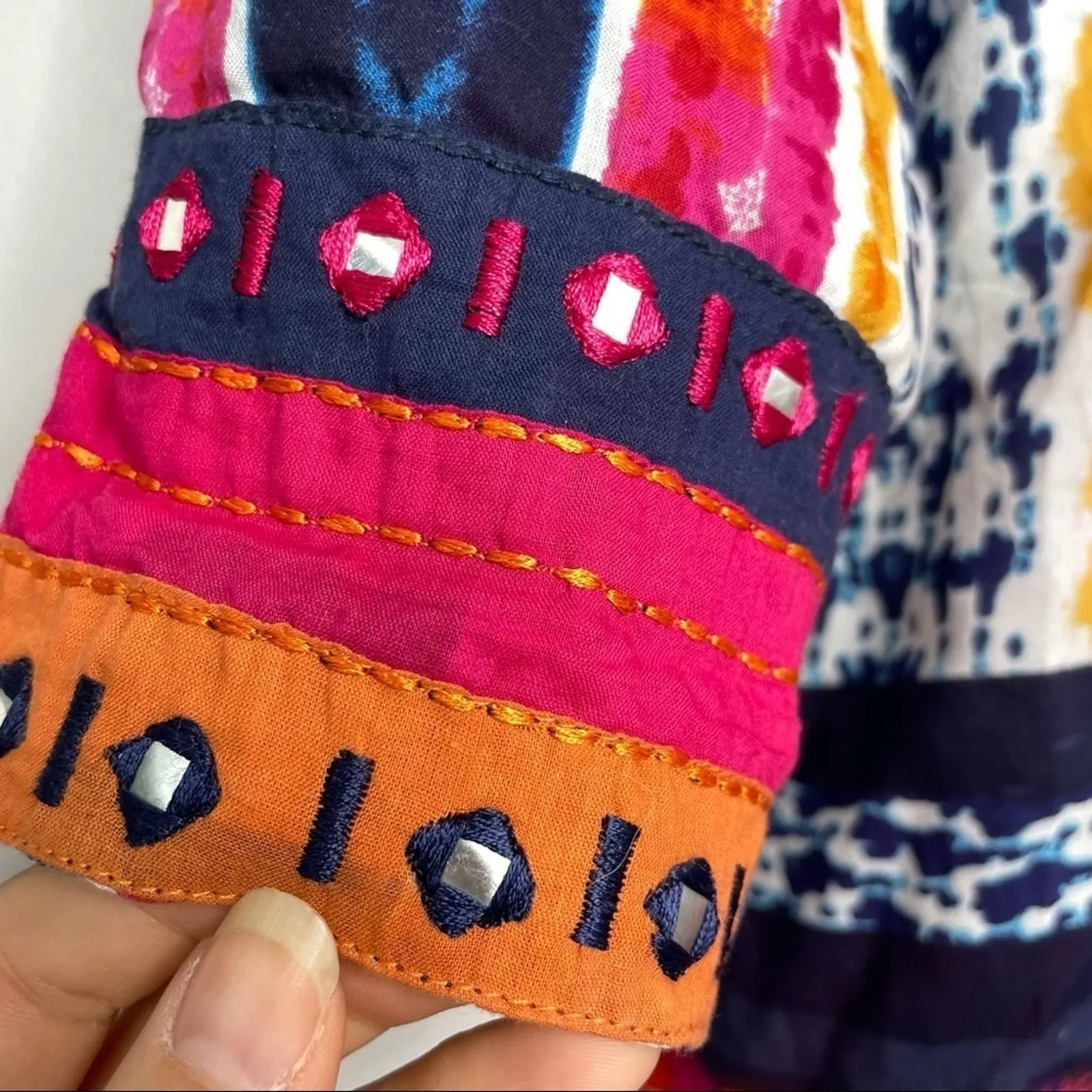 SOFT SURROUNDINGS Colorful Tunic Womens Size Small Boho Tie Dye Batik Artistic - Image 5