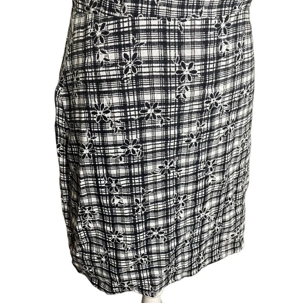 Urban Outfitters Plaid Flower Strappy Gingham Mini Dress Black White Medium - Image 8