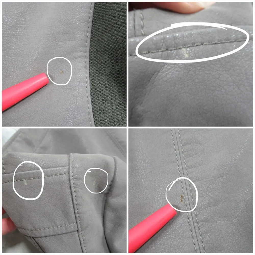 FREE PEOPLE Cool & Clean Faux-Leather Jacket Ribbed Knit Insets Zip Cuffs Size - Image 8