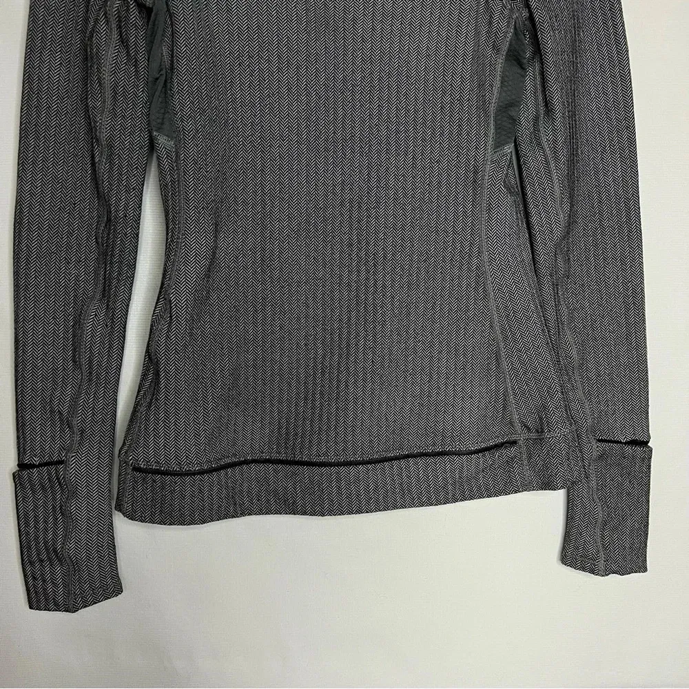 Lululemon Think Fast Long Sleeve Heathered Herringbone Heathered Black Size 4 - Image 6