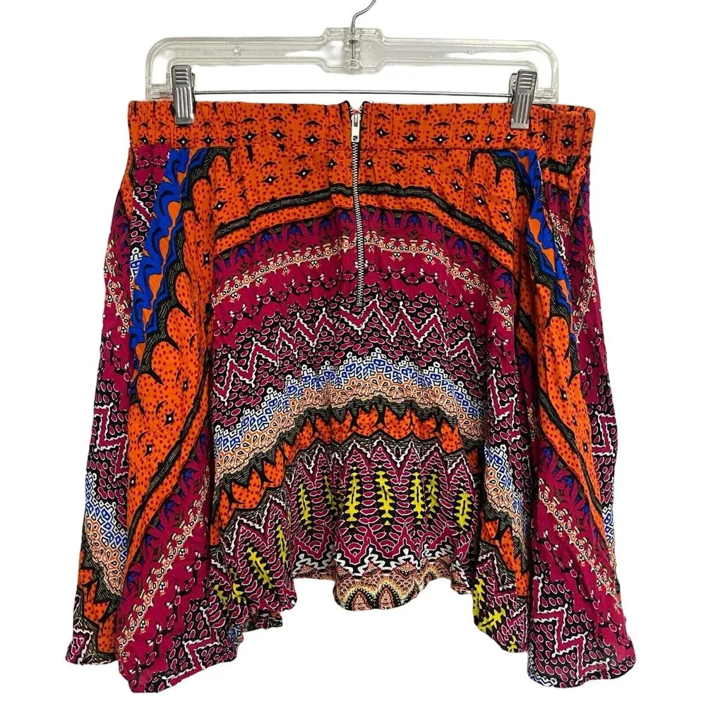 Lilly White Colorful Skater Skirt Orange Red Blue Women's Size XL Festival Boho - Image 2