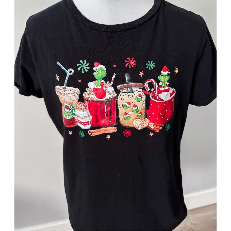Starbucks Inspired Grinchmas Holiday Christmas T-Shirt - Image 3