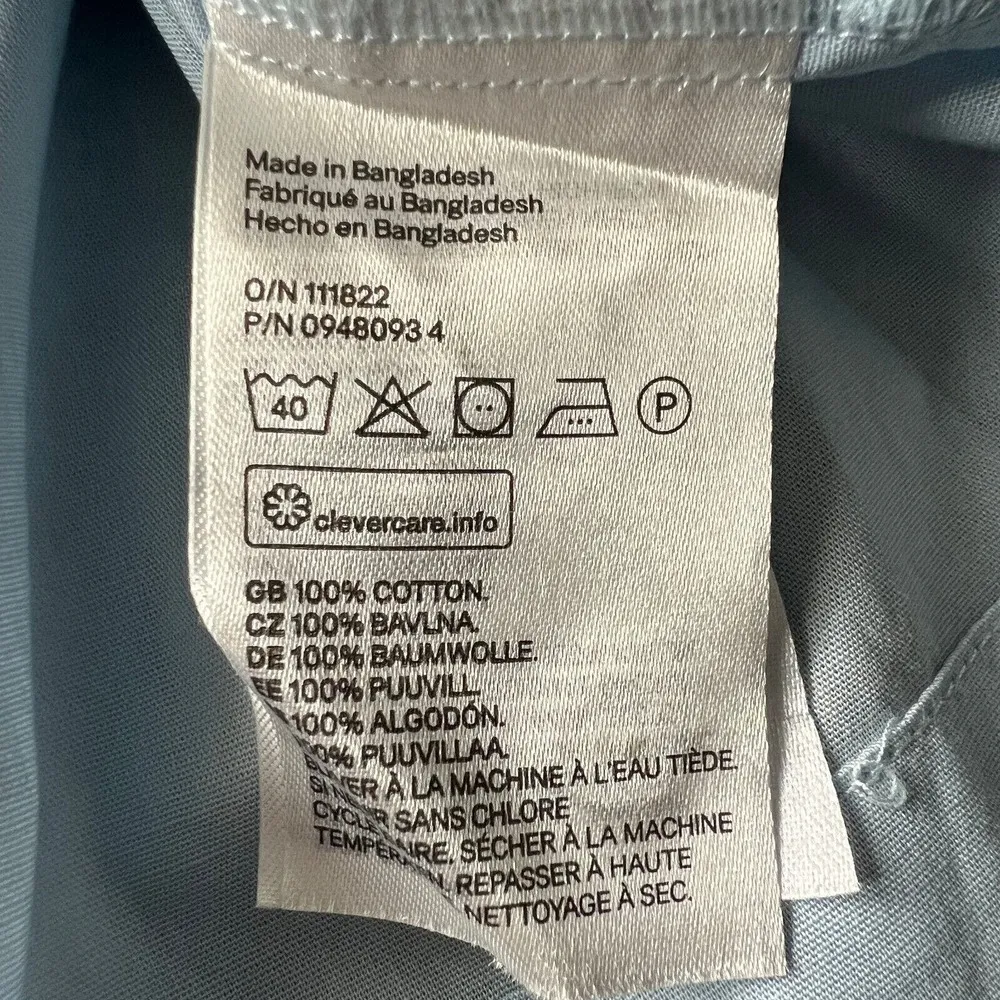 H&M Cropped Shirt Womens Small Light Blue Collared Button Up Cotton - Image 7