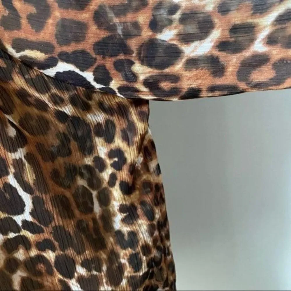 Express Sheer Animal Print Blouse Top - Image 7