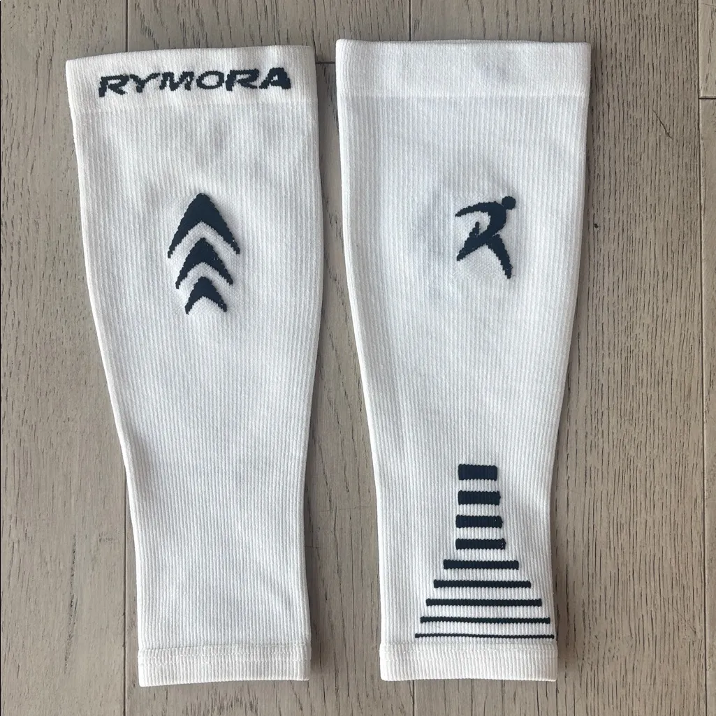 Run Forever Rymora Medium Calf Compression Sleeves White Pink - Image 3