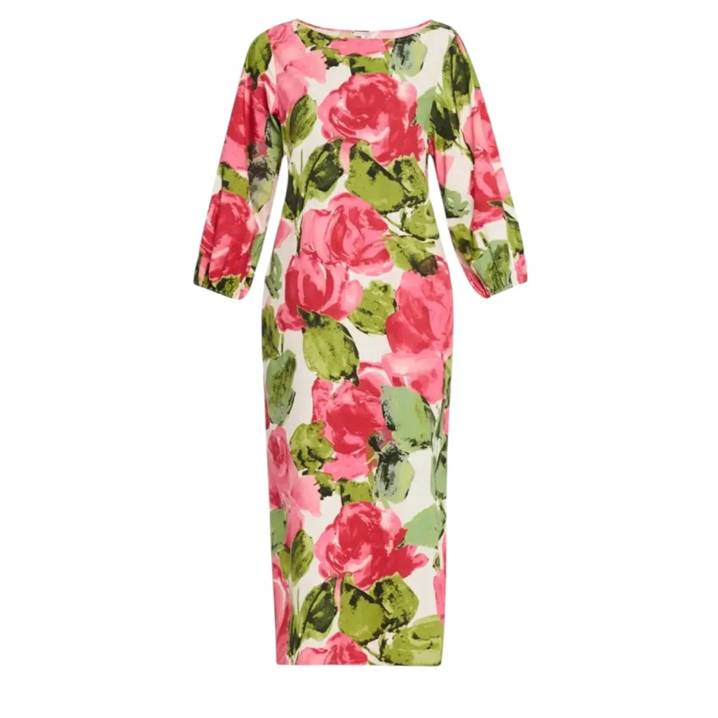 NWT Frances Valentine Minnow Midi Dress in Peony Print Pink Peonies Size S - Image 3