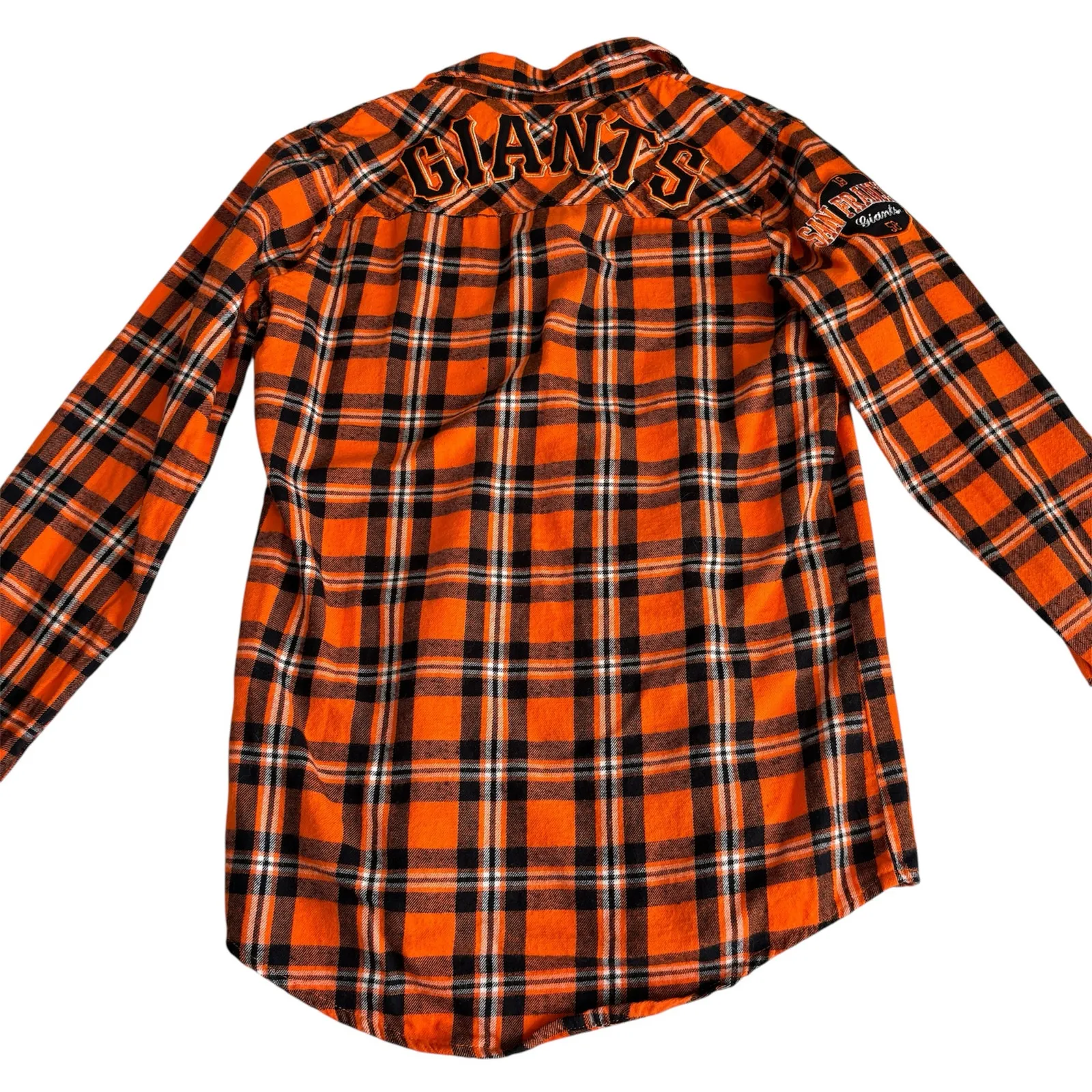 San Francisco Giant’s MLB Orange & Black Button Up Flannel Shirt Women’s Small - Image 7