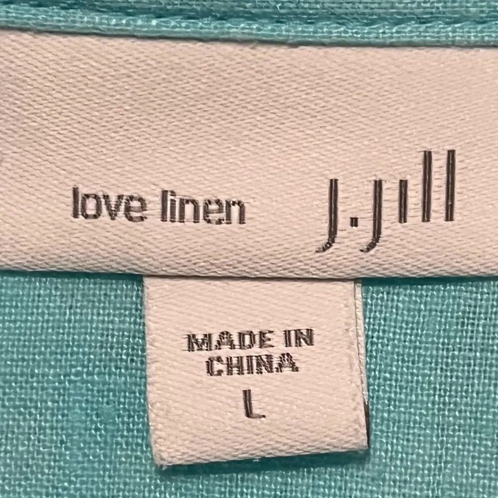 J. Jill Love Linen button up shirt blouse size large teal turquoise oversized Blue - Image 6