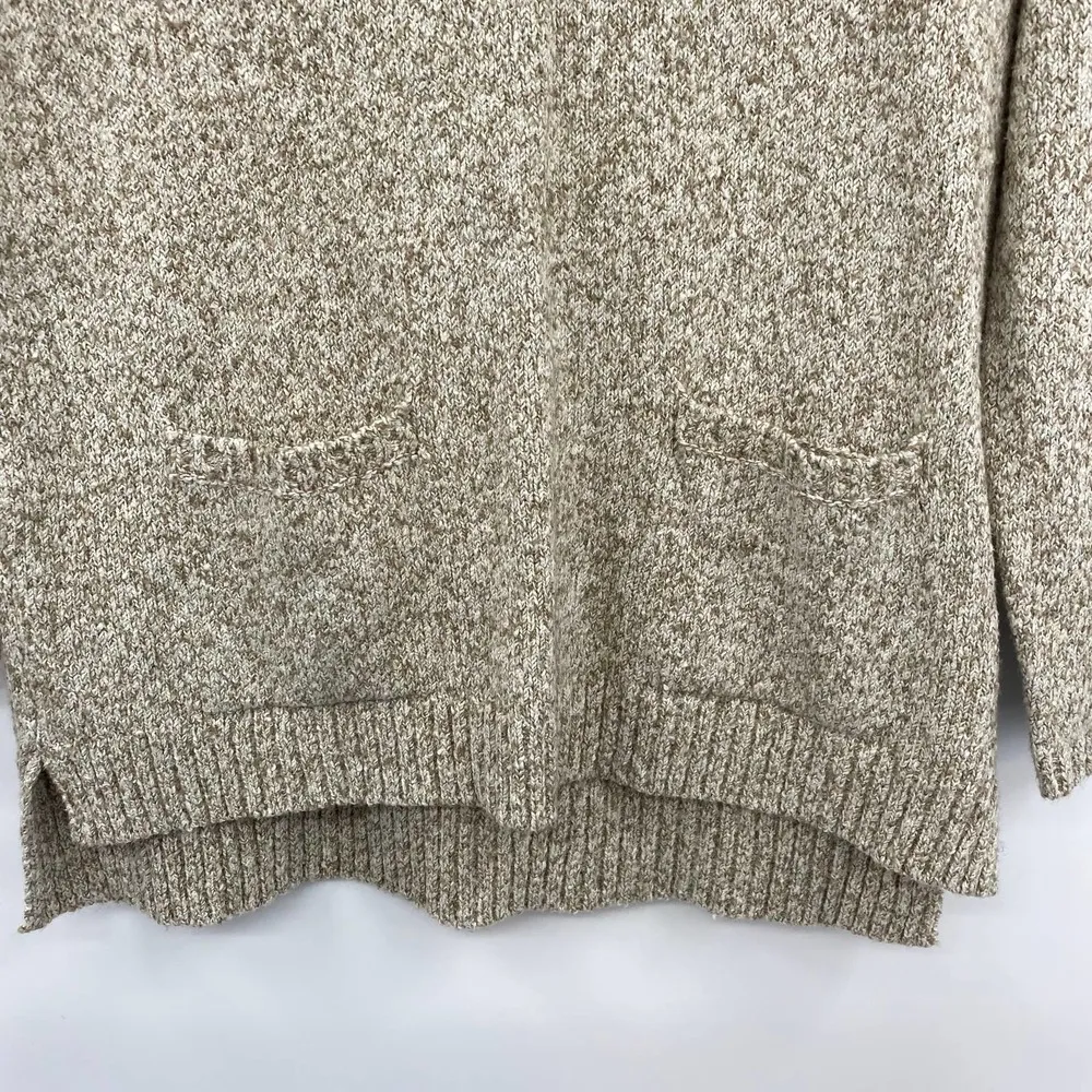 J Jill Neutral Marled Sweater NEW Cotton Blend w Pockets Mushroom Brown Size S - Image 3