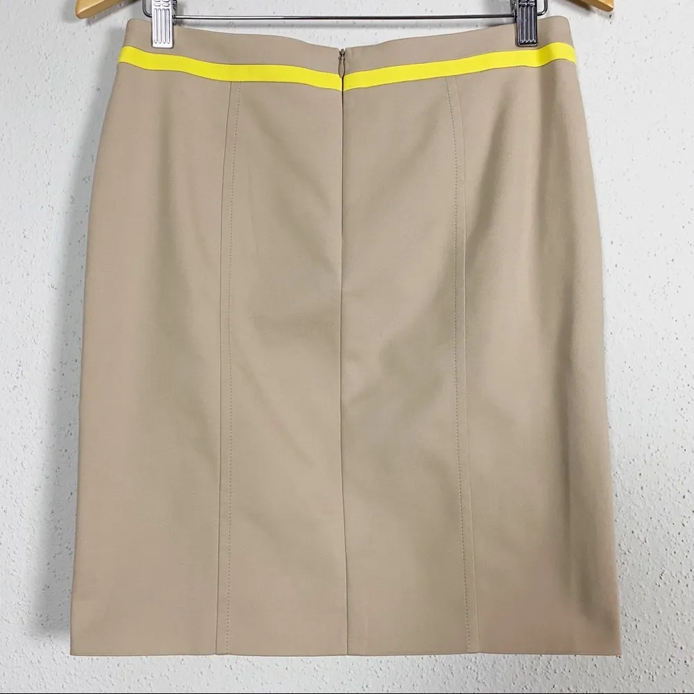 AKRIS punto beige yellow stripe pencil skirt - Image 5