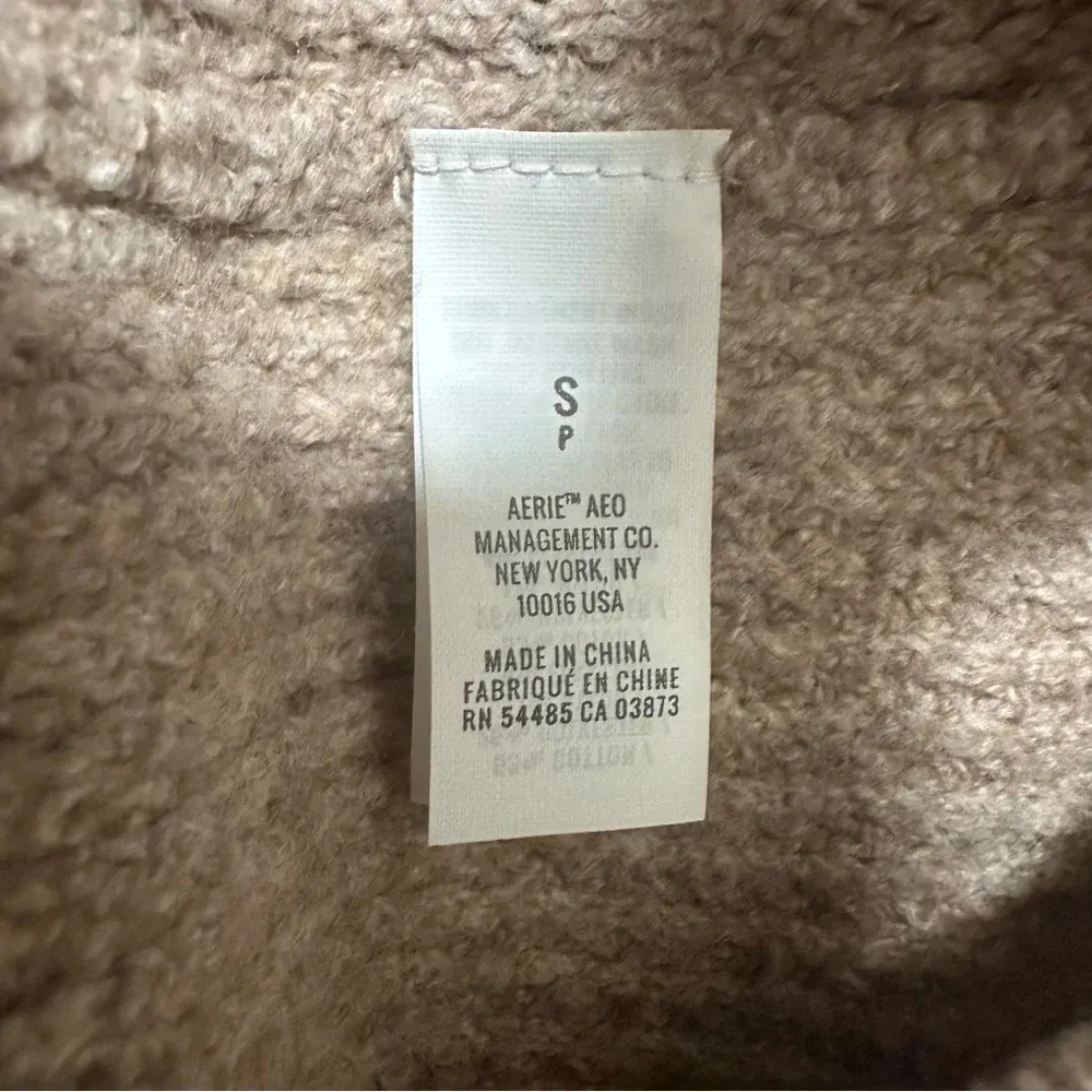 Aerie V-Neck Hoodie Pullover Sweater Oversized Fit Tan Women's Size Small - Image 6