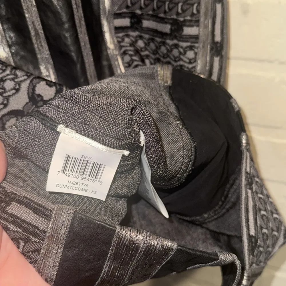 HERVE LEGER Strapless Gunmetal Chain Dress XS leather stretch - Image 6