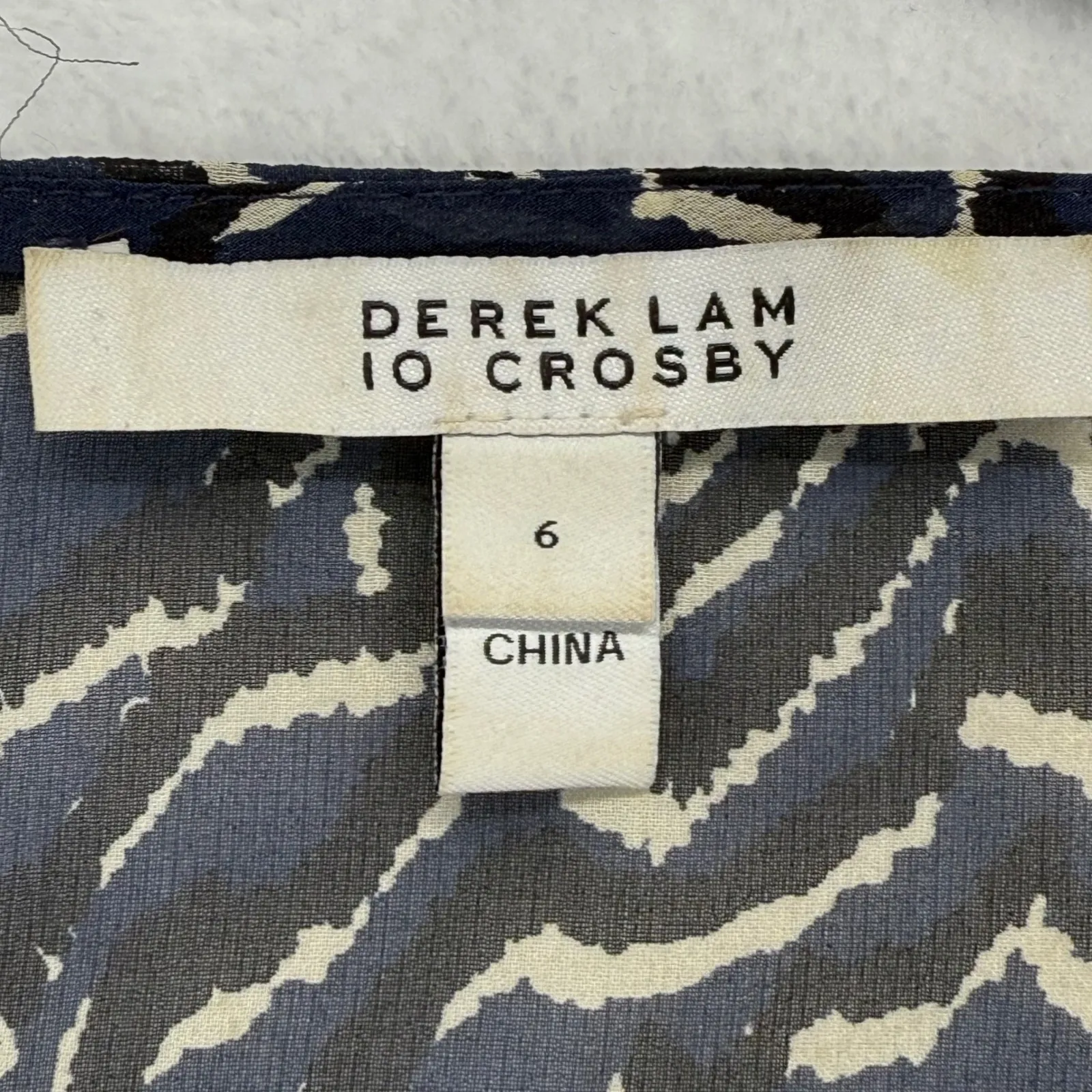 Derek Lam 10 Crosby Silk Blouse Cold Shoulder Bell Sleeve Top Blue Size 6 - Image 4