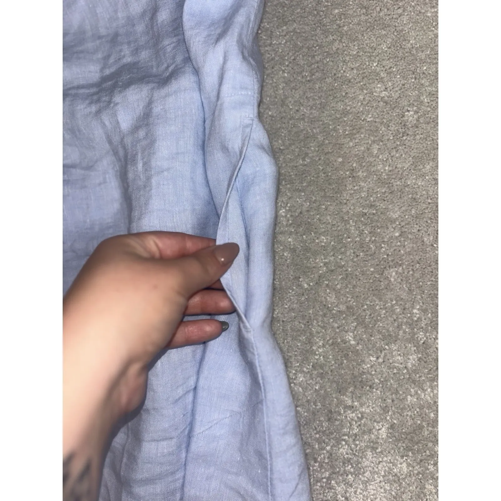 J. Jill Love Linen Blue Sleeveless Tank Dress Size L Midi Pockets Shift Sheath Size L - Image 7