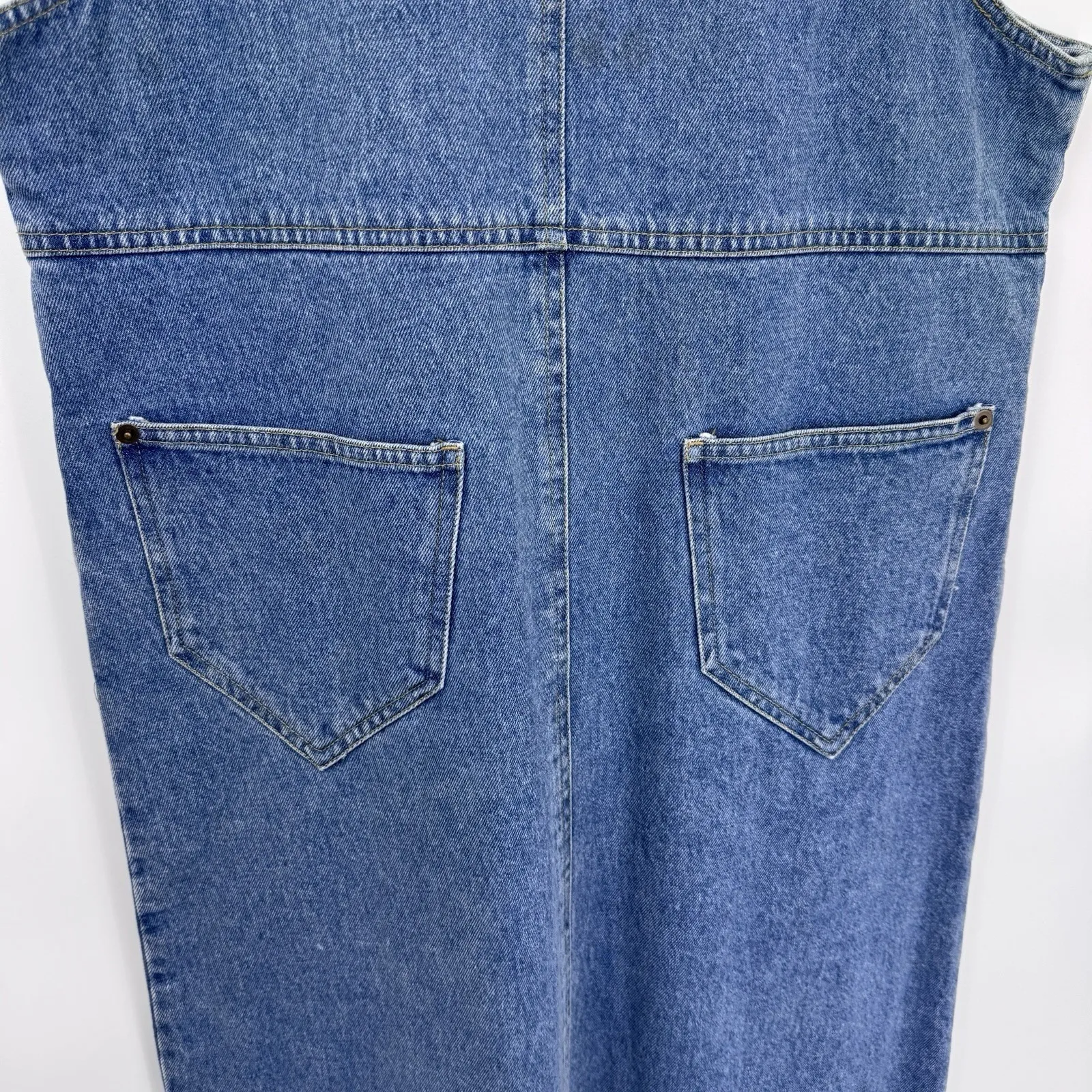 Vintage Carole Little Denim Jumper Dress Large Blue Jean Embroidered Cotton NEW - Image 10