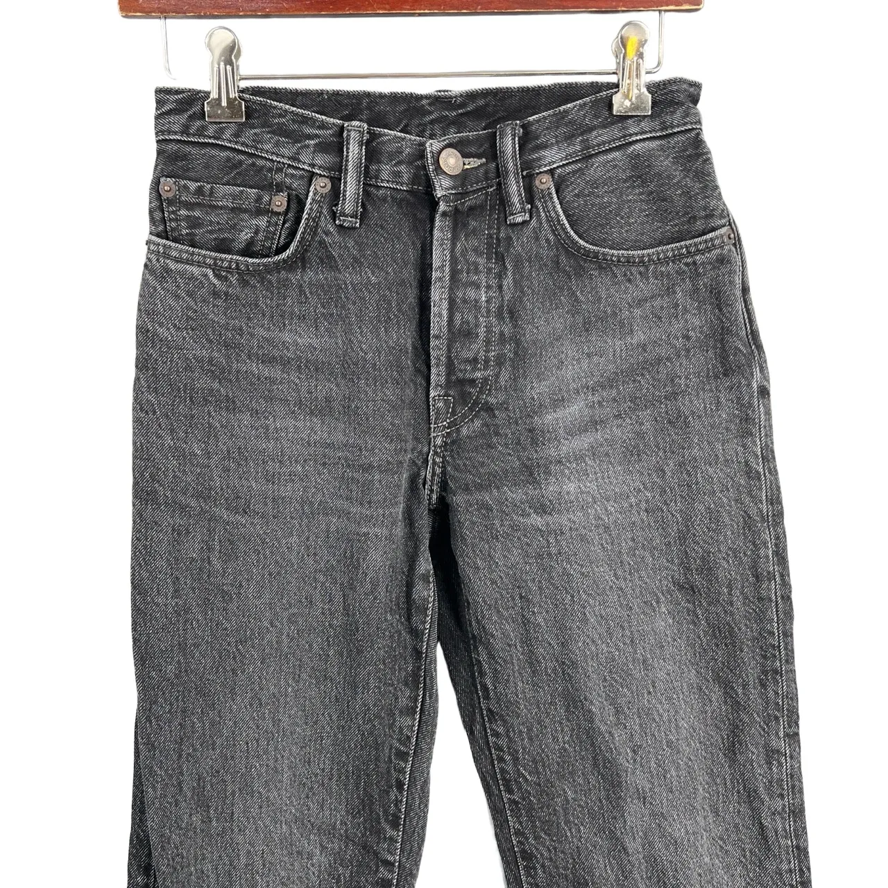 Acne Studios Womens Jeans Black Wash 5 Pocket Button Fly Straight Size 24 - Image 2