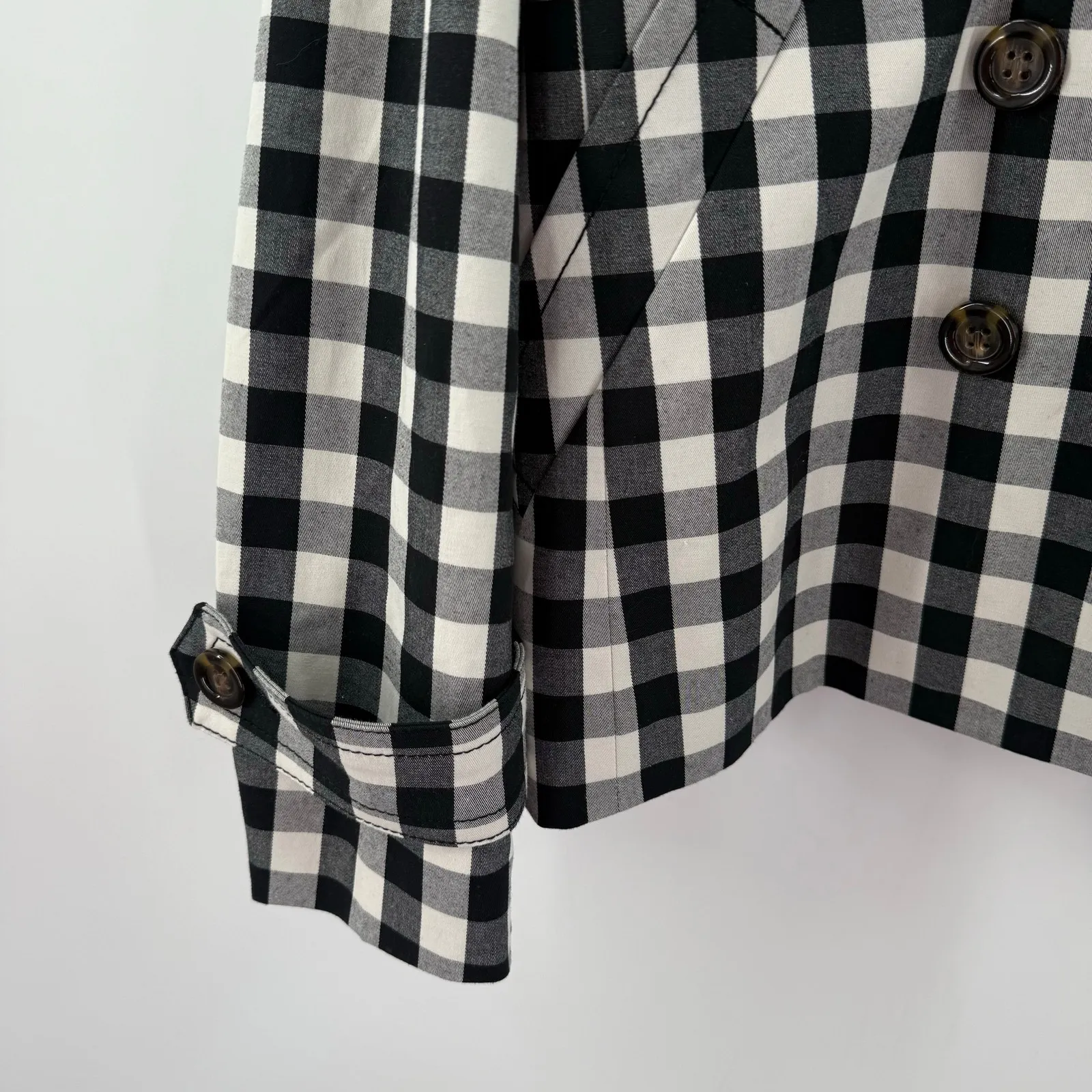 Ann Taylor Jacket Women's Size Small B&W Gingham Double-Breasted Buffalo Check - Image 12