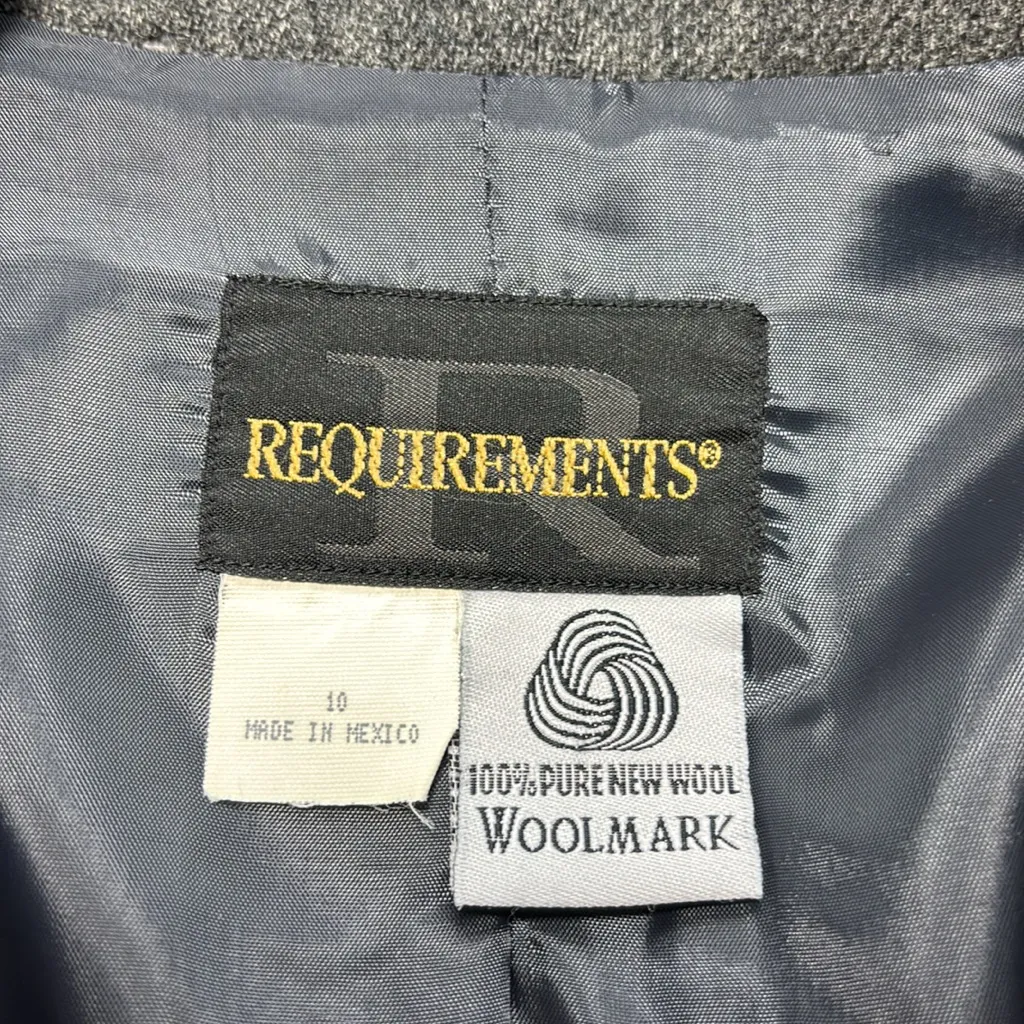 Requirements‎ Pure Wool Gray Blazer Jacket Size 10 - Image 7