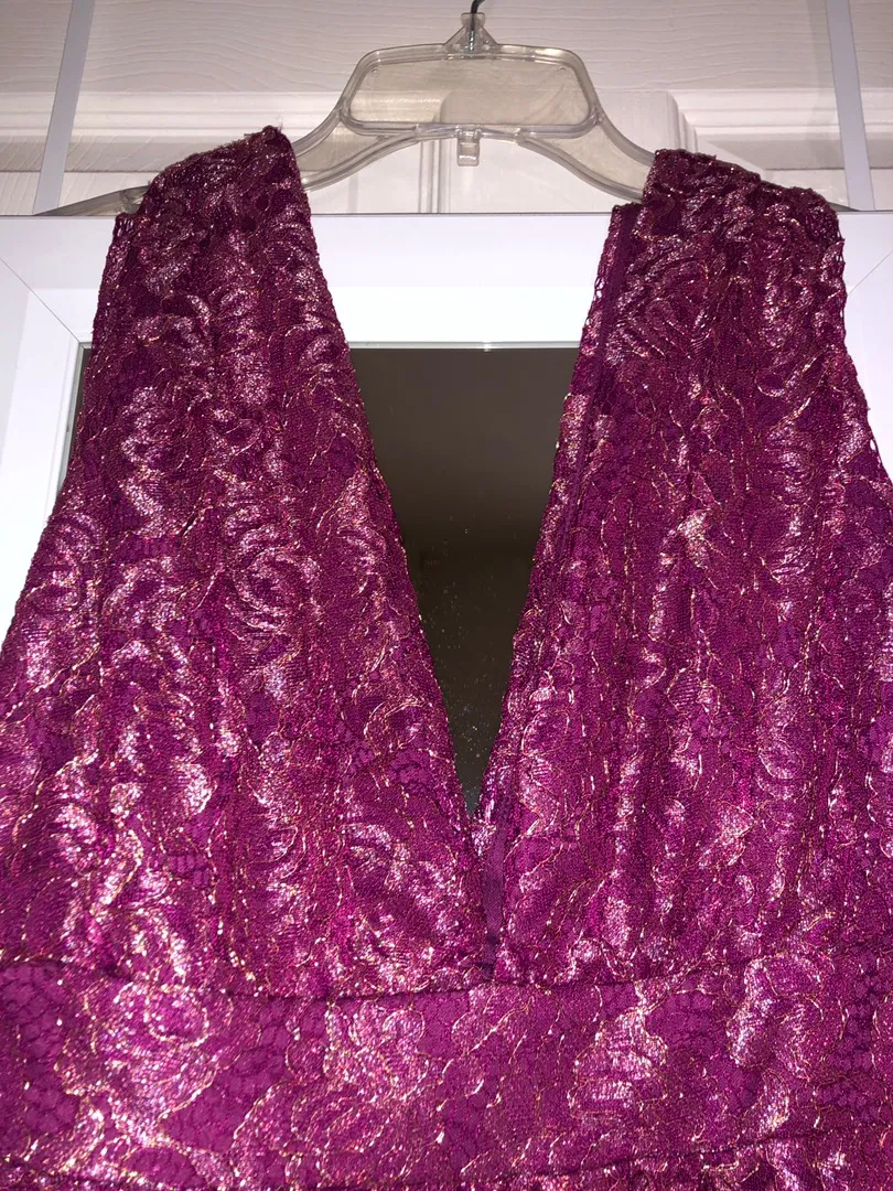 Red/Pink Lace Mini Dress - Image 4