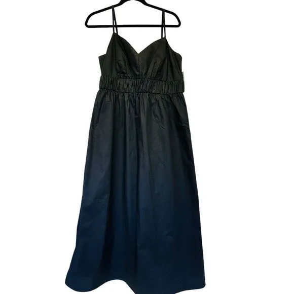 NWT Shirred Midi Dress Donna Morgan For Maggy‎ Shirring At The Waist Sz 12 Black - Image 6