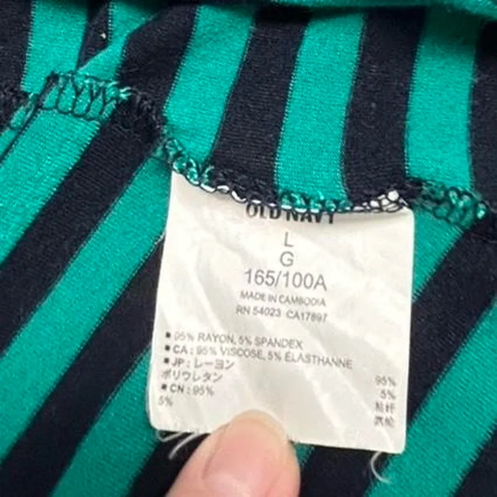 Old Navy Green and Navy Striped Midi Wrap Tank Dress - Image 6