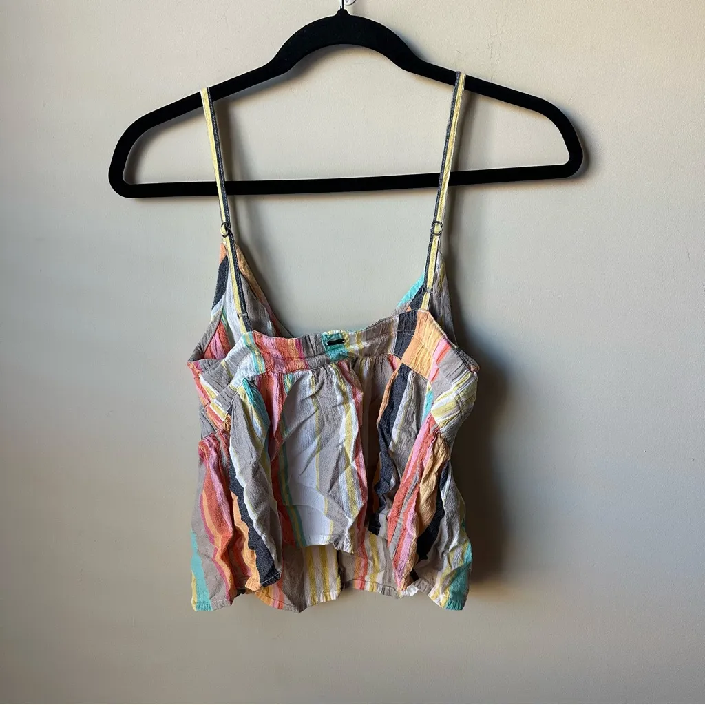 O'Neill Kirby Striped Tank Crop Top women size XS Hippie Boho Earthy - Image 7