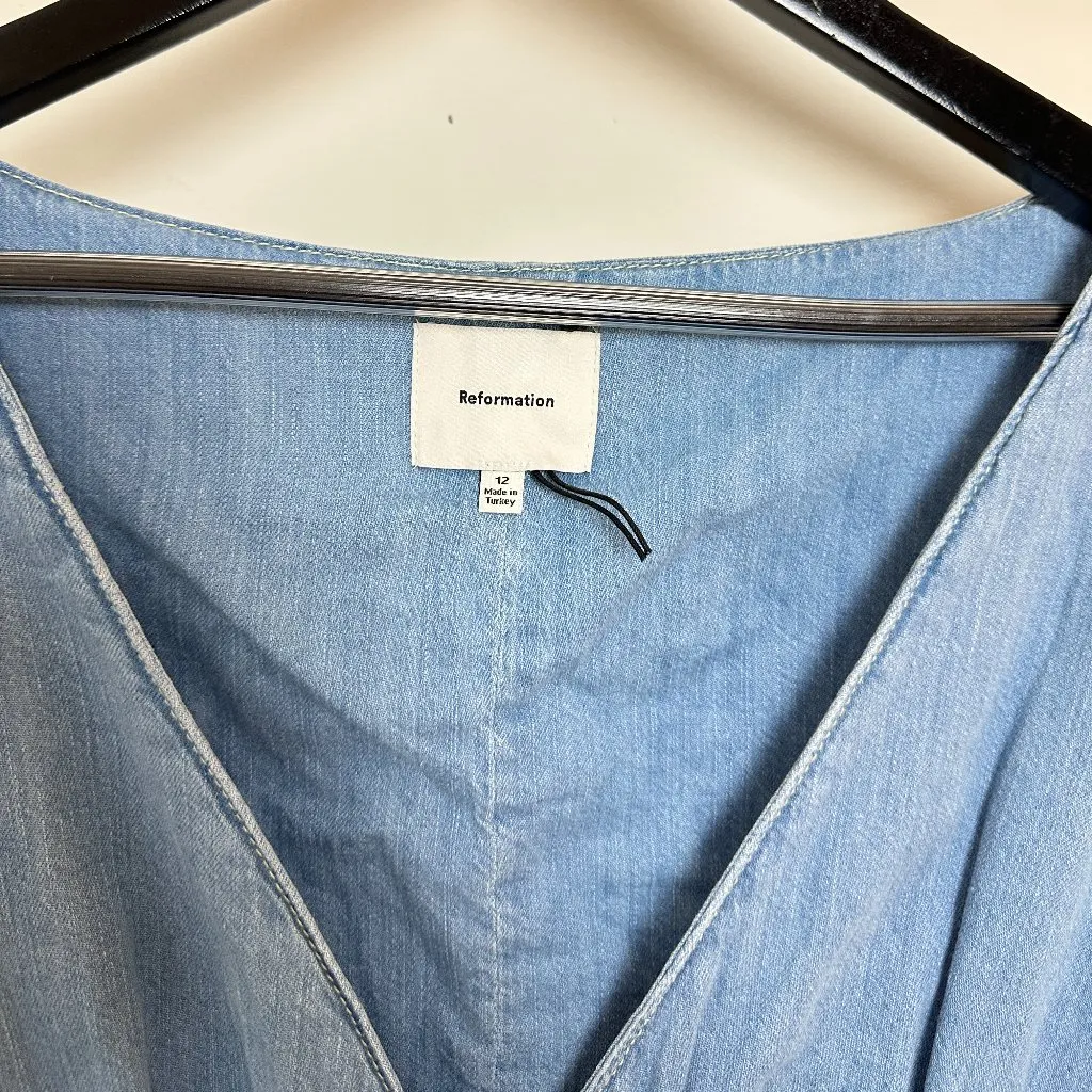 REFORMATION Sebastien Denim Midi Dress in Savannah Size US 12 - Image 5