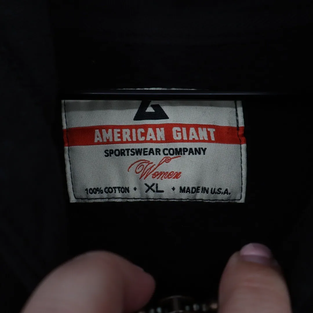 American Giant Women's Classic Full Zip USA Embroidery Made In USA Size XL Black - Image 3