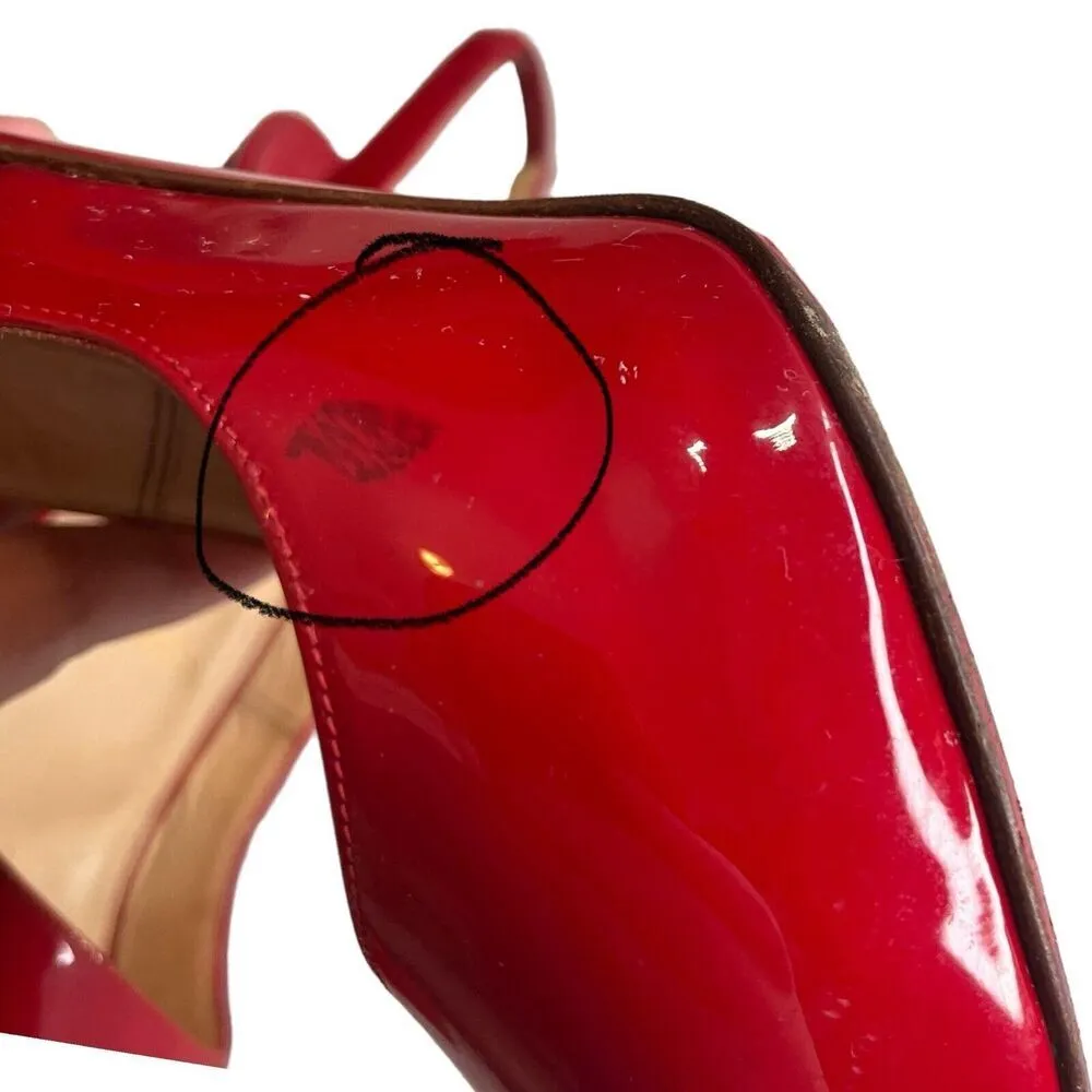 Christian Louboutin  Private Number Patent Leather Platform SlingBack Heel Red 36 - Image 13