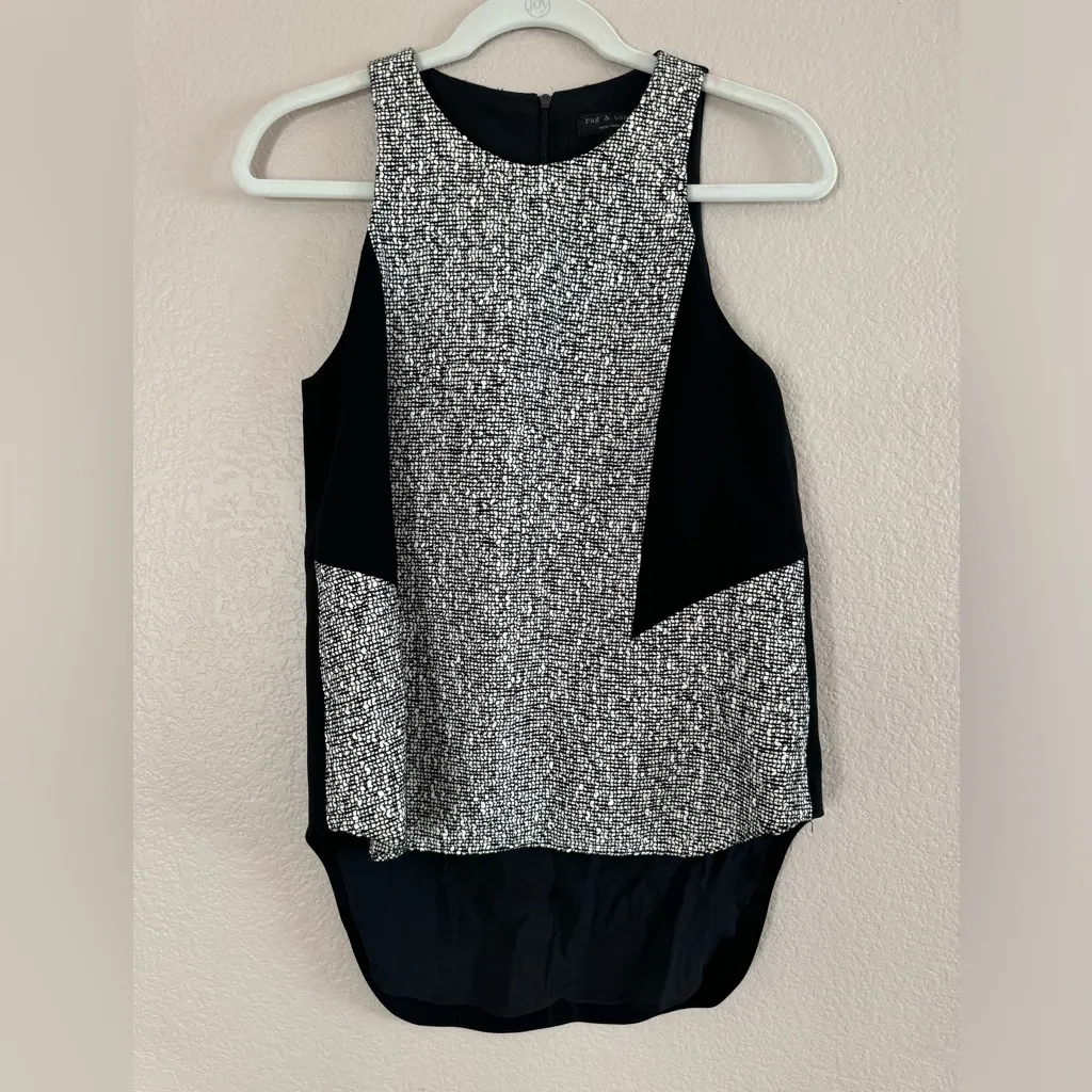 Rag & Bone Adeline Tweed & crepe hi-lo top Size Small $295 - Image 4