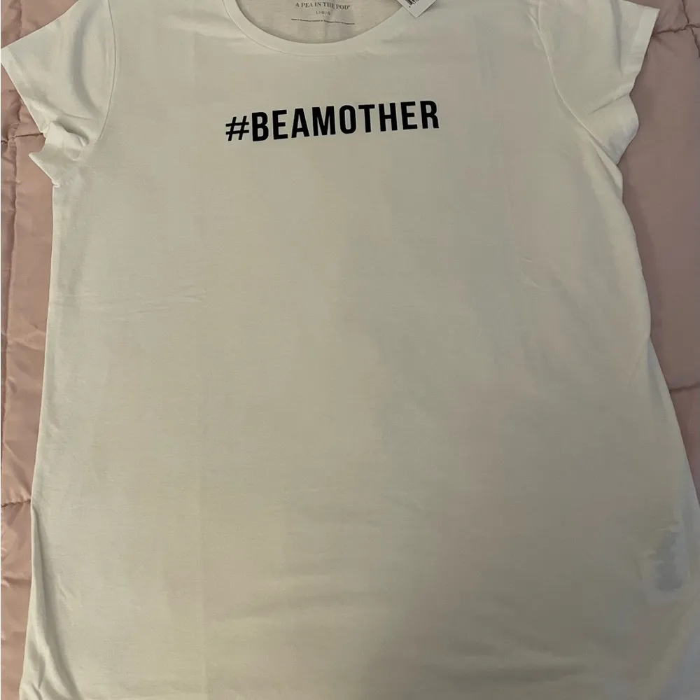 NWT A Pea In The Pod #BeAMother white casual maternity graphic T-shirt, size L - Image 12