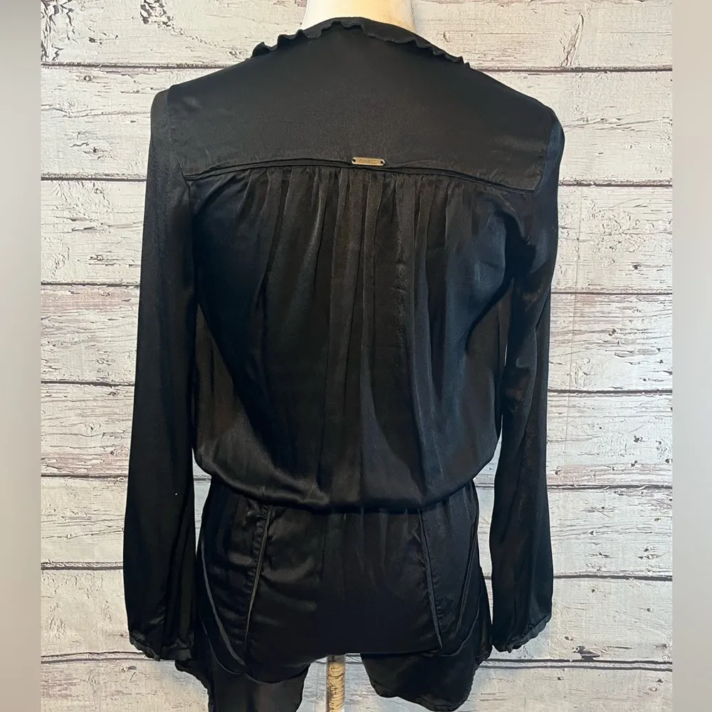 Guess  Romper "Scarlett" Long Sleeve Ruffle/Wrap Front  Ruffle Hem Black-XS - Image 5