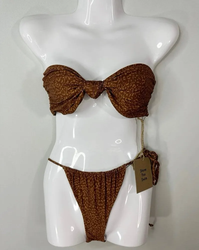 Stone Fox SWIM LELE TOP & RIVER BOTTOM TWO PIECES SET in WILD CAT MEDIUM NWT - Image 1