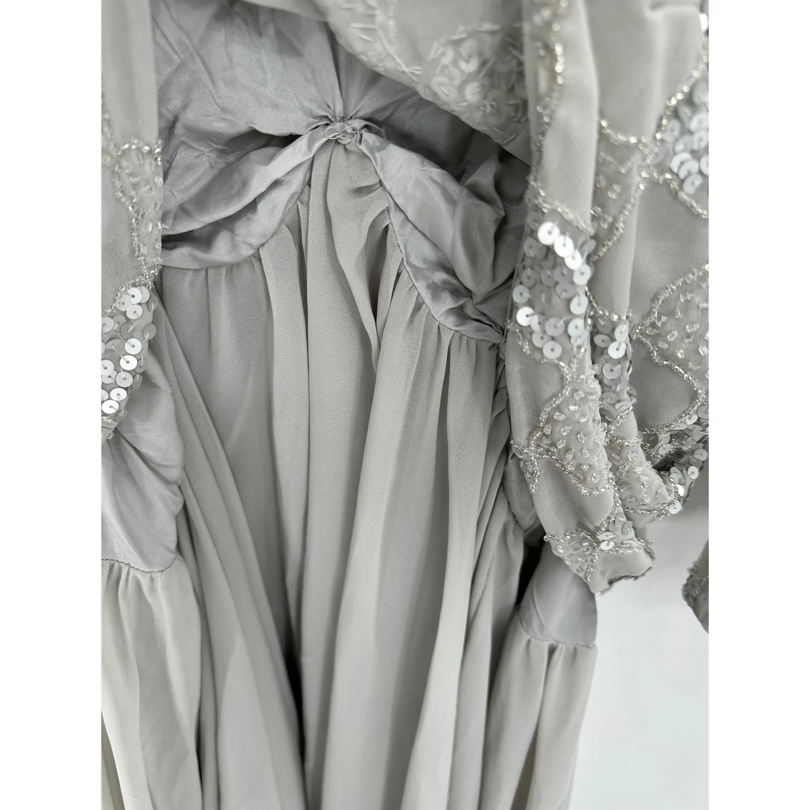 Cassandra Stone Womens Silver Embellished Formal Gown Size 14 Mother of Bride - Image 10