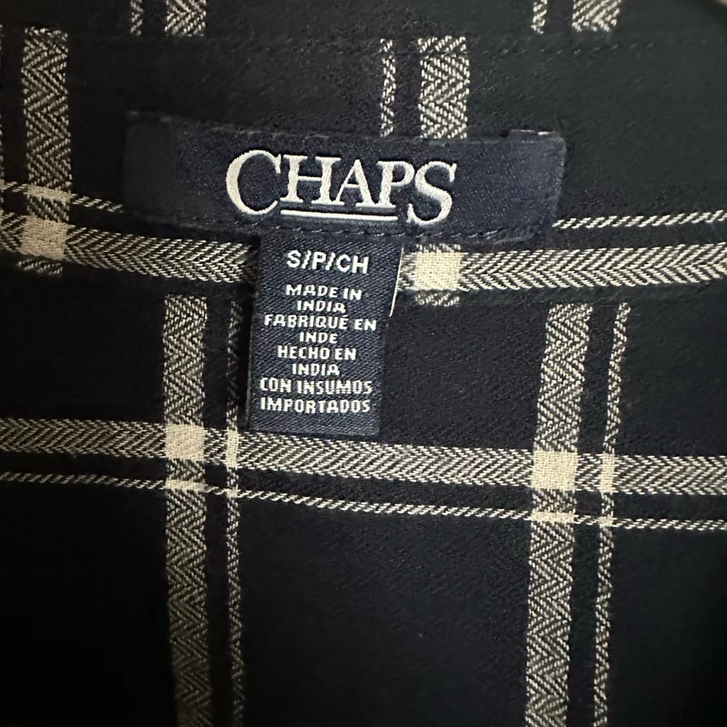 NWOT! Chaps Navy and White Plaid Shirt - Image 3