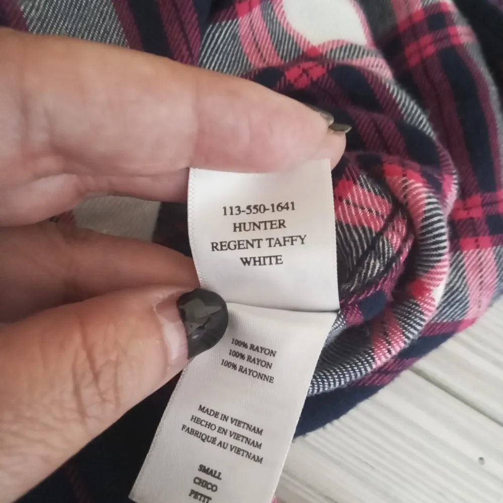 hunter regent taffy white Plaid button down women's small shirt - Image 6