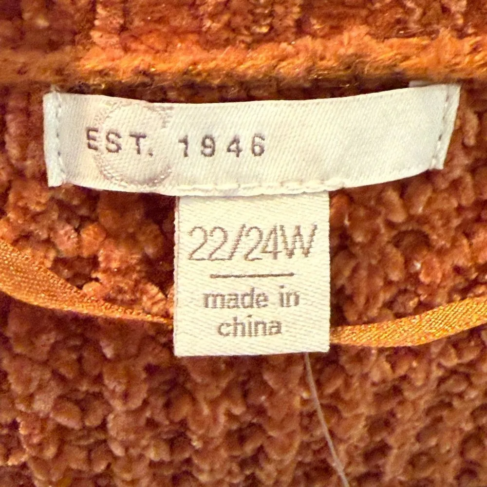 Est.‎ 1946 Long Sleeve Chunky Knit Cardigan Sweater 2 Pockets Orange Size 22/24W - Image 5