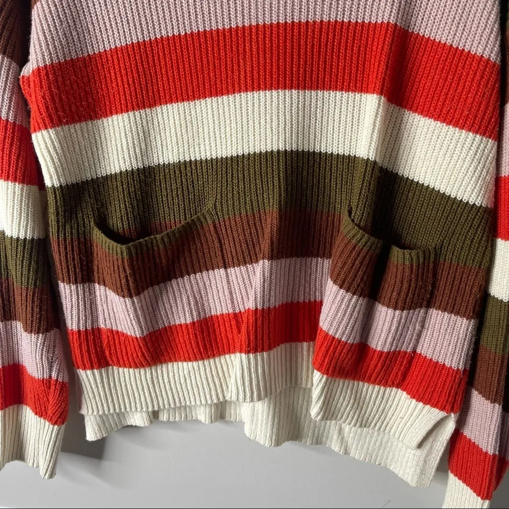 Madewell patch pocket striped multicolor ribbed pullover sweater‎ Small - Image 6