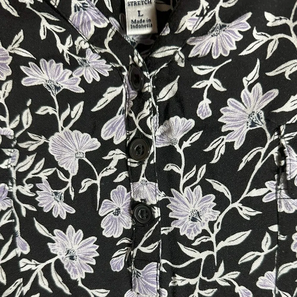 Croft & Barrow Black w/Periwinkle Floral - Image 7