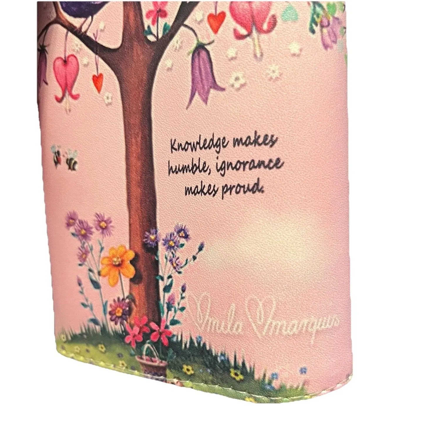 Mila Marquis Pink Knowledge Tree Wallet Birds Floral Quote Tri Fold Wallet NWOT - Image 11
