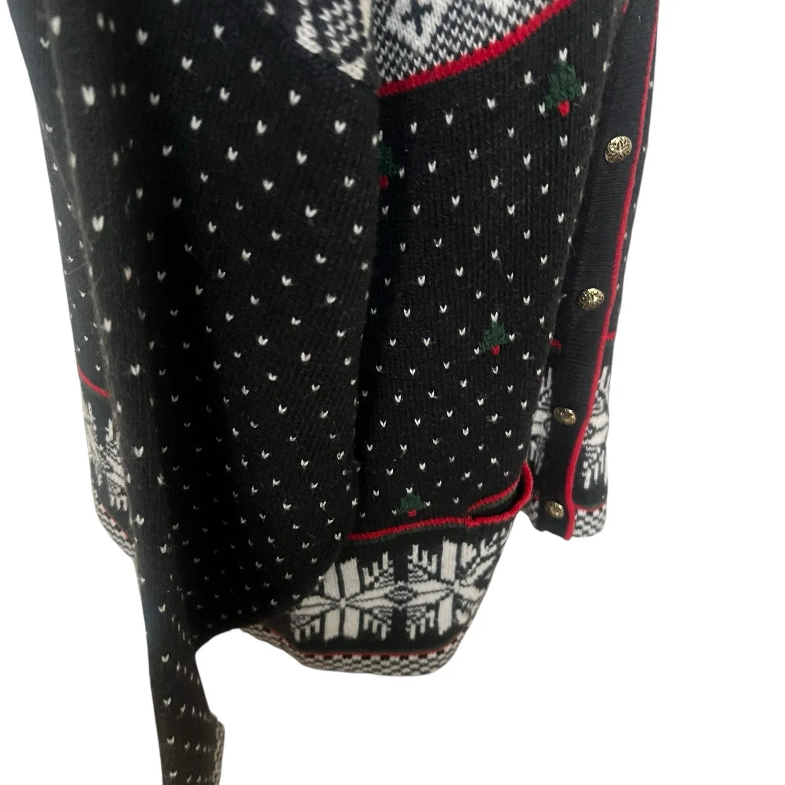 Koret Vintage Christmas Cardigan Sweater size Medium Fair Isle Snowflake Granny Blue - Image 4