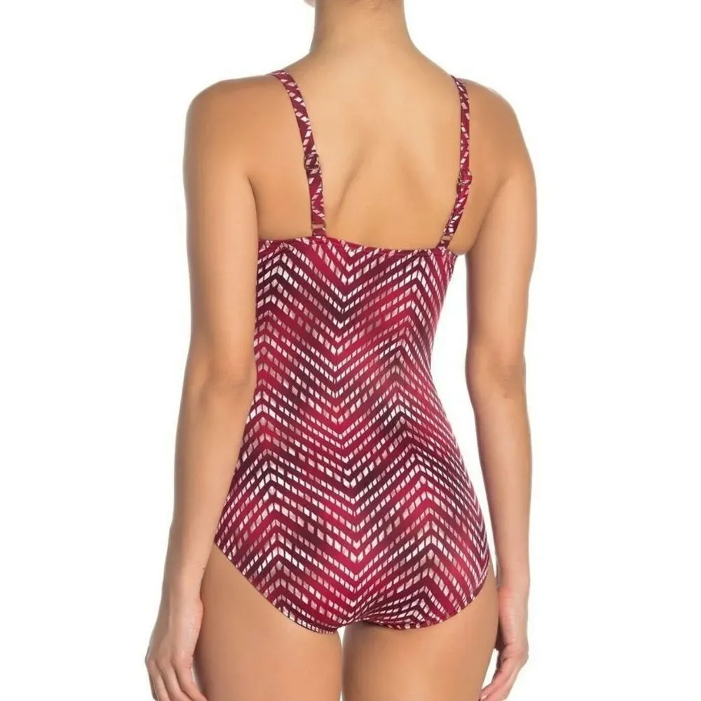 New. Miraclesuit Babylon red/wine one piece. Size 8. Retails $186 - Image 6