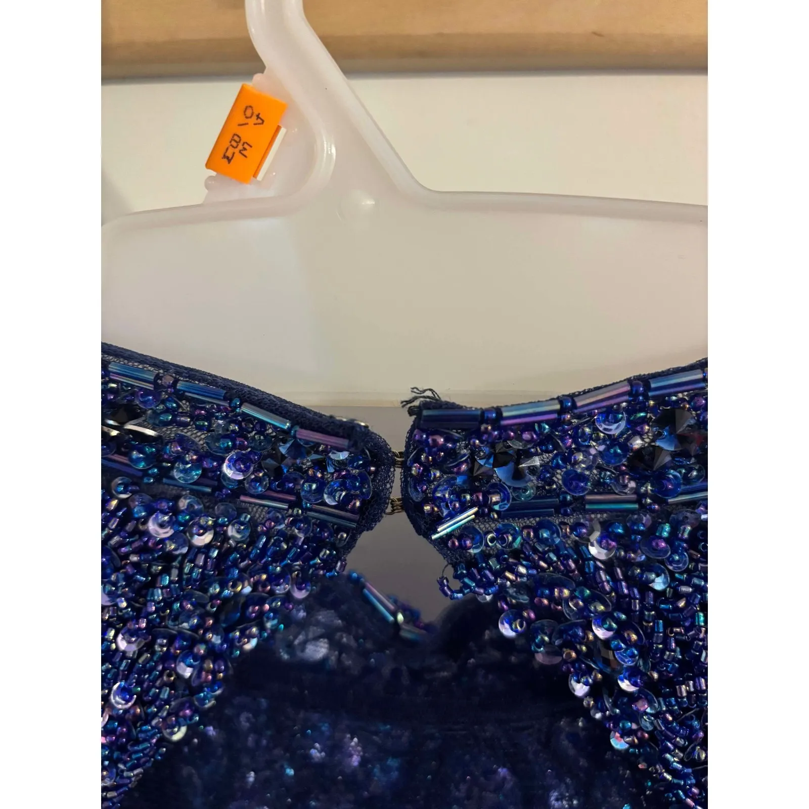 Sherri Hill Beaded Fit and Flare Cocktail Dress Women's Size 6 Blue Prom Formal - Image 8