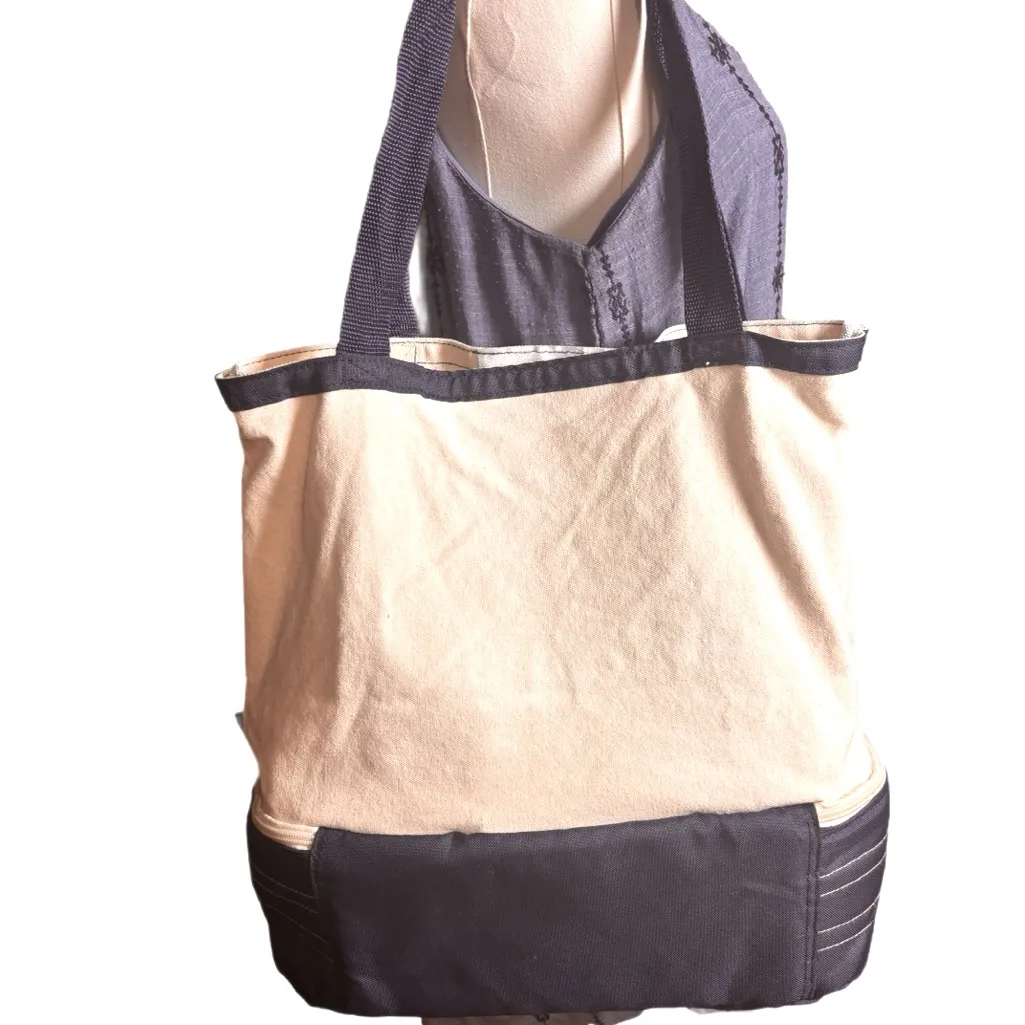 Canvas Waco Farmers Market Bag w Cold Storage Minimalist Functional Essential Blue - Image 3