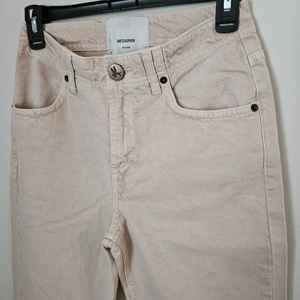 One Teaspoon Jeans Nashville Stone Nomad Mid Waist Vintage Fit Cream Beige - Image 5