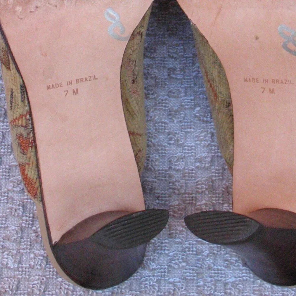 Matisse Tapestry Heeled Mules Shoes Tan Size 7 - Image 8