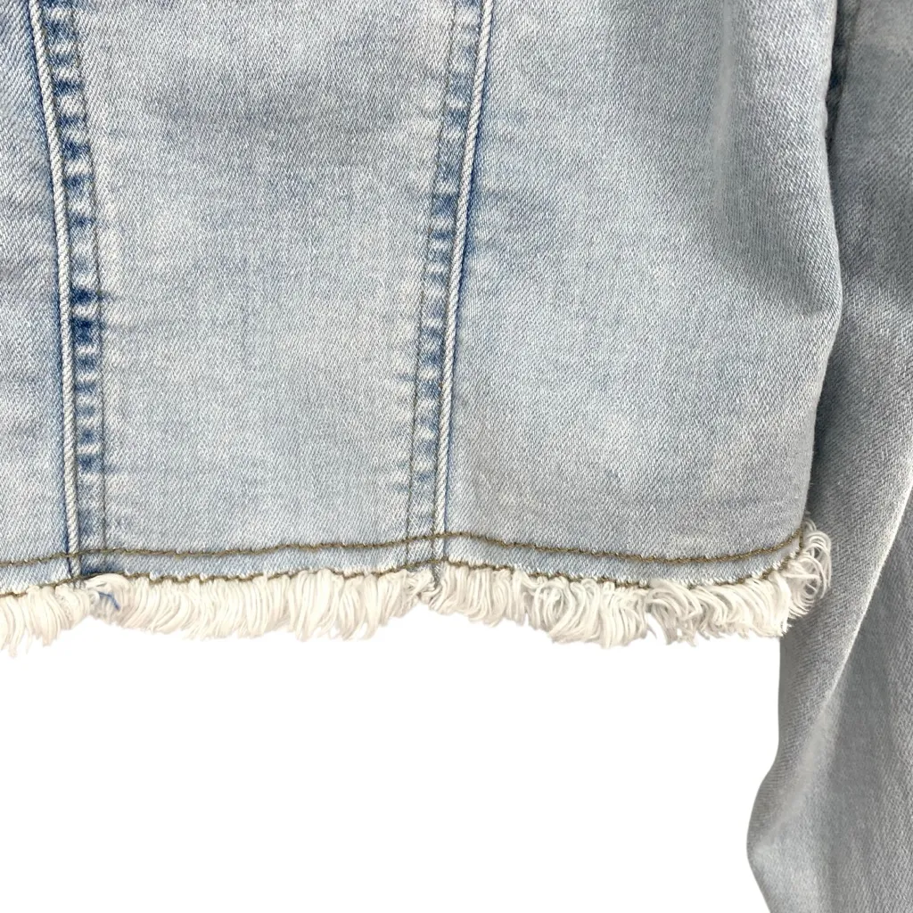 Venus Cut Off Cropped Denim Jacket Light Wash XS - Image 2